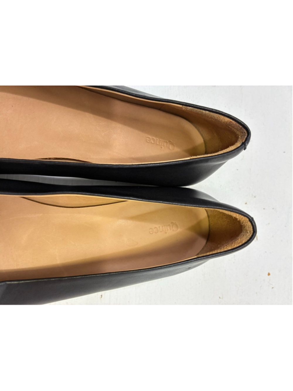 Quince Italian Leather Pointed Bow Flat in Black Size 9 - Picture 5 of 8